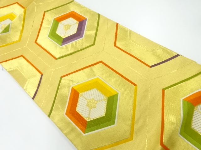 アンティーク　亀甲に若松模様織出し袋帯（着用可）